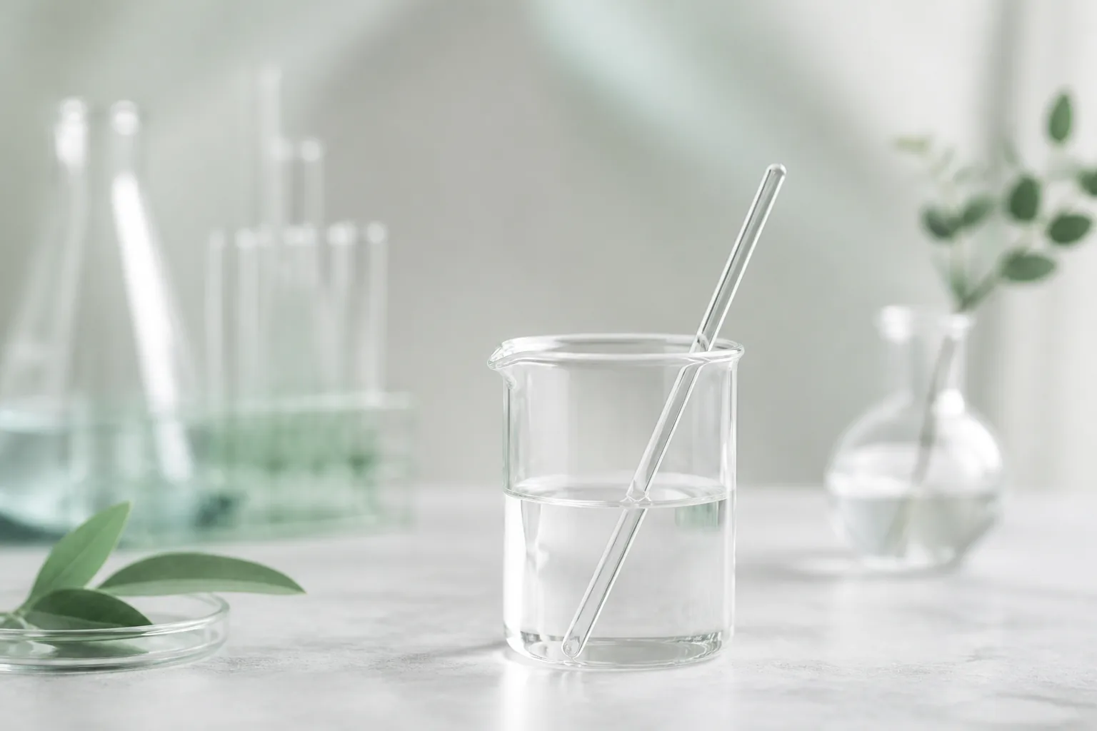 Laboratory glassware suggesting topical drug research